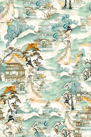 中国风人物印花华亿平台图片