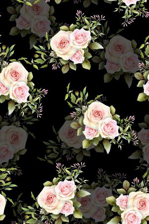 黑底花卉印花华亿平台图片