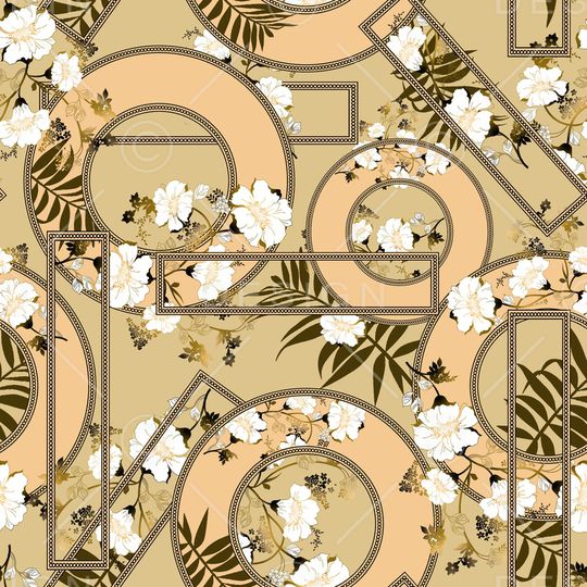 几何花卉印花华亿平台图片