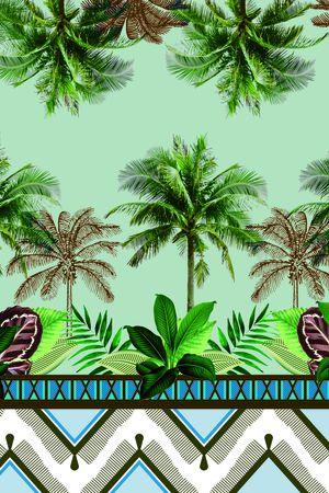 椰子树印花华亿平台图片