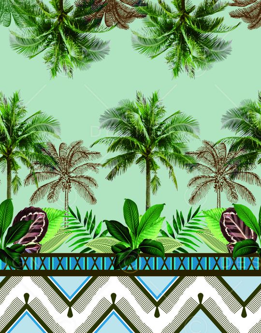 椰子树印花华亿平台图片