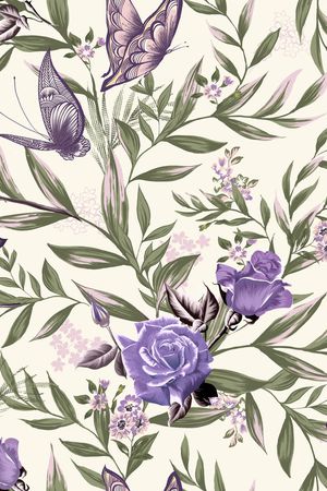 花卉蝴蝶印花华亿平台图片