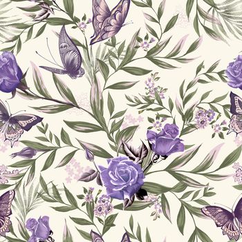 花卉蝴蝶印花华亿平台图片