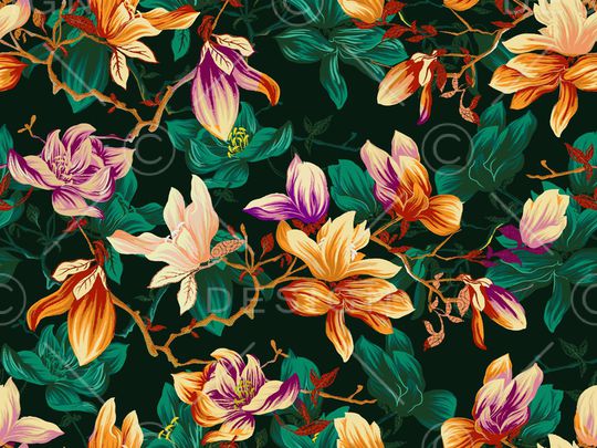 玉兰花印花华亿平台图片