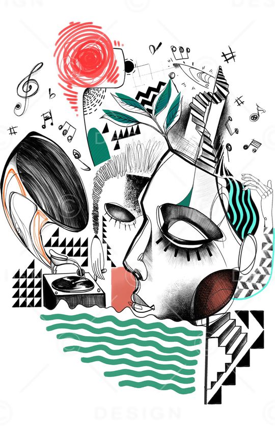 线条画印花华亿平台图片