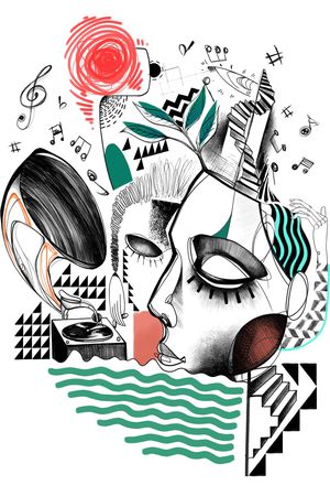 线条画印花华亿平台图片