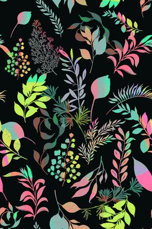 黑底花卉印花华亿平台图片