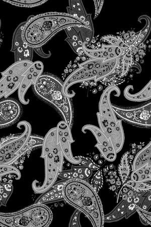 黑底花卉印花华亿平台图片