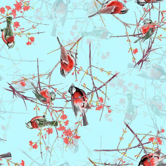 花鸟印花华亿平台图片