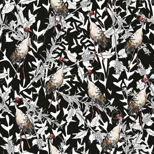 仙鹤印花华亿平台图片