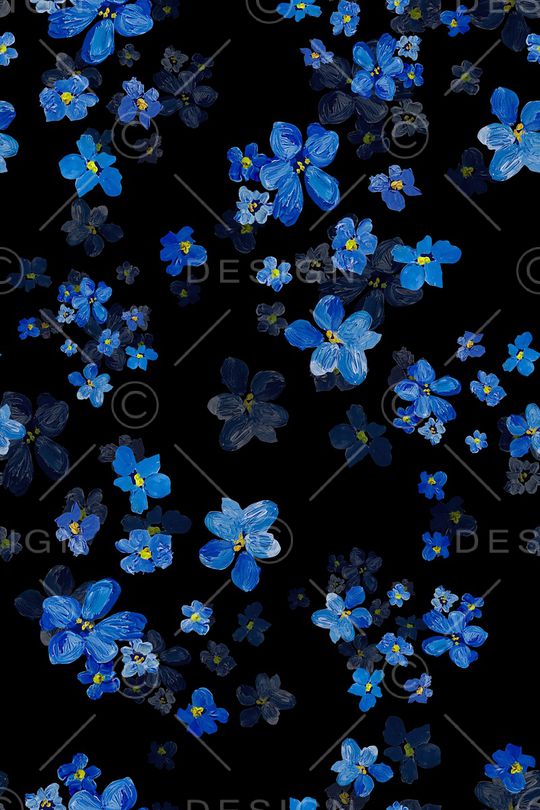 黑底花卉印花华亿平台图片