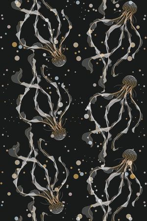 黑底花卉印花华亿平台图片