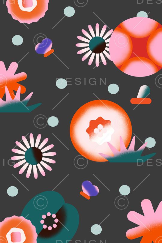 抽象花卉印花华亿平台图片