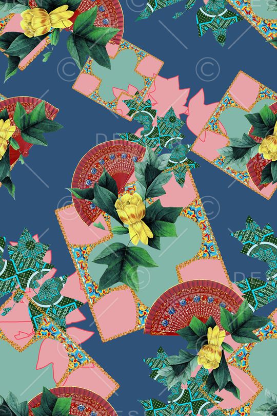 扇子印花华亿平台图片