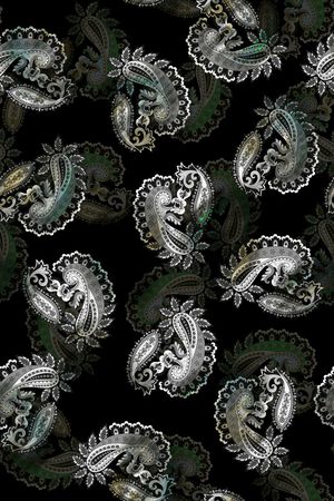 黑底花卉印花华亿平台图片