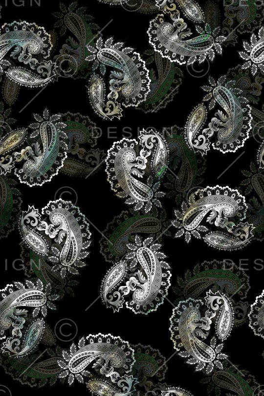 黑底花卉印花华亿平台图片