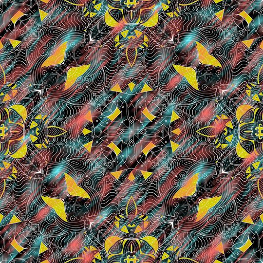 黑底花卉印花华亿平台图片