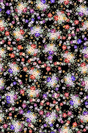 黑底花卉印花华亿平台图片