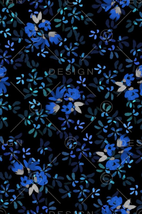 黑底花卉印花华亿平台图片