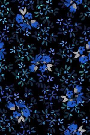 黑底花卉印花华亿平台图片