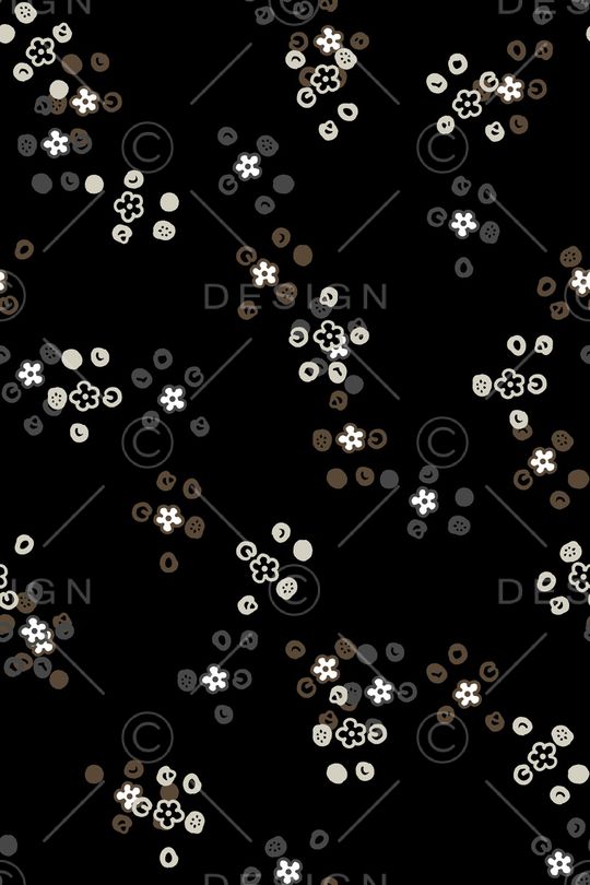 黑底花卉印花华亿平台图片