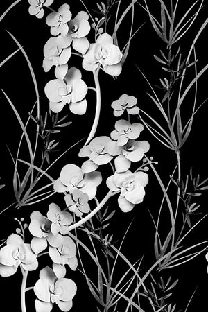 黑底花卉印花华亿平台图片