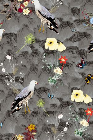 花卉蝴蝶印花华亿平台图片