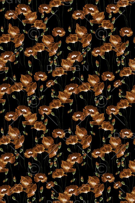 黑底花卉印花华亿平台图片