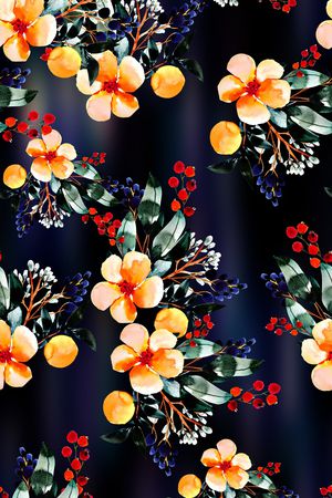 手绘水彩画印花华亿平台图片