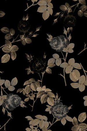 黑底花卉印花华亿平台图片