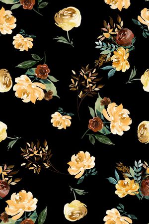 黑底花卉印花华亿平台图片