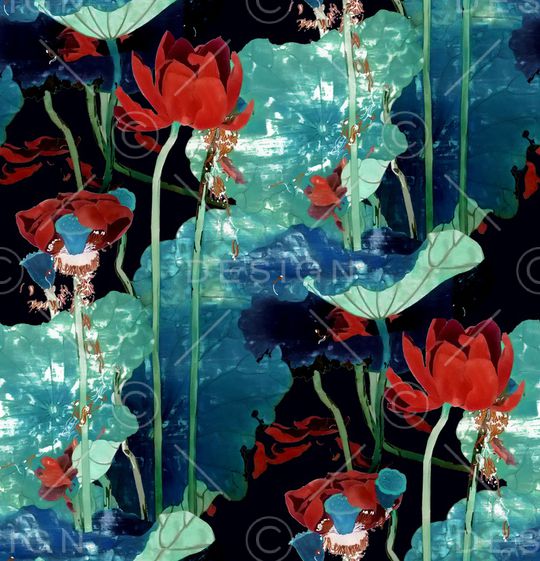 荷花印花华亿平台图片