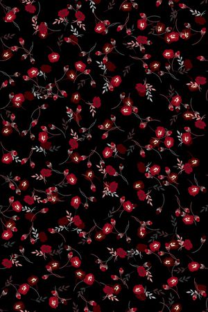 黑底花卉印花华亿平台图片