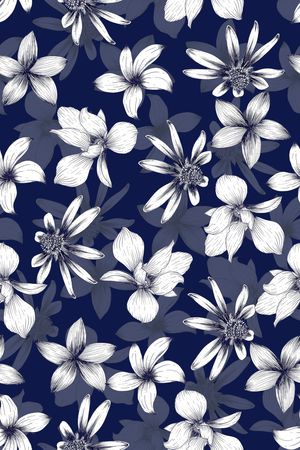 黑底花卉印花华亿平台图片