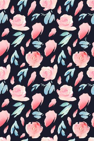 黑底花卉印花华亿平台图片