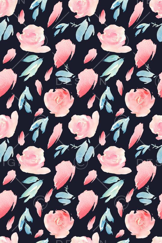 黑底花卉印花华亿平台图片