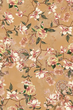 民族花卉印花华亿平台图片