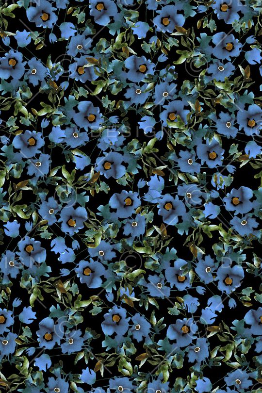 黑底花卉印花华亿平台图片