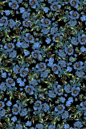 黑底花卉印花华亿平台图片