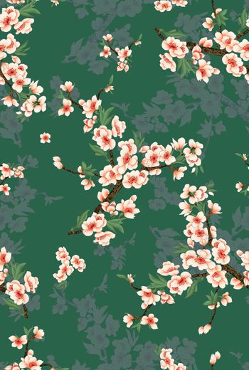 清爽底花卉印花华亿平台图片