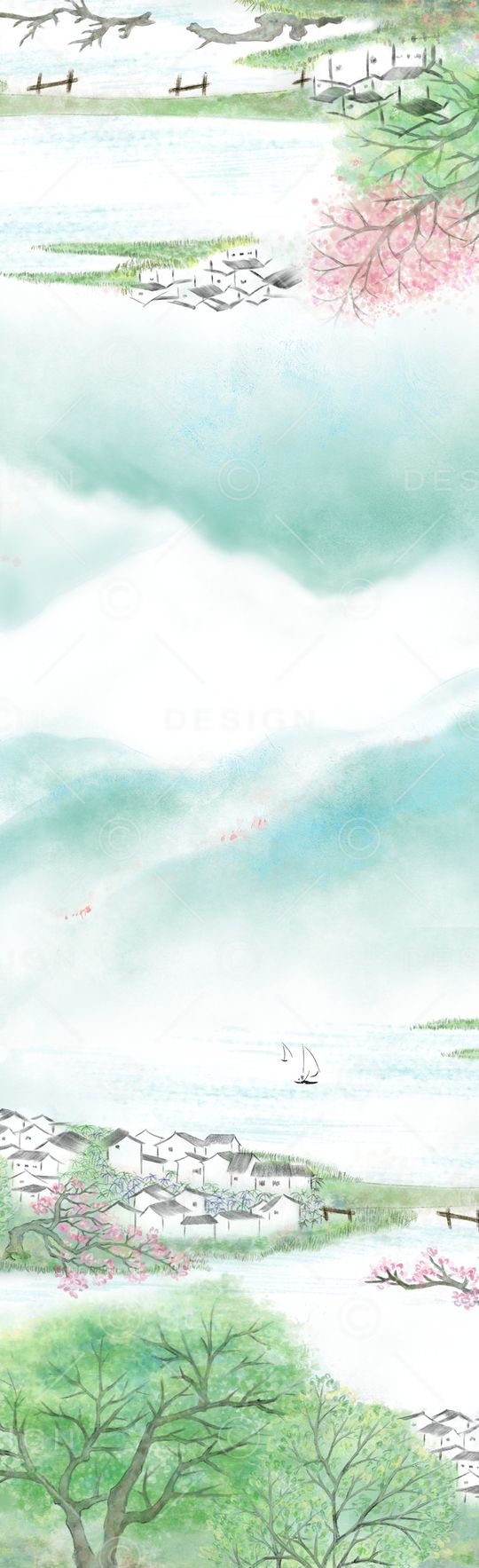 水彩晕染印花华亿平台图片