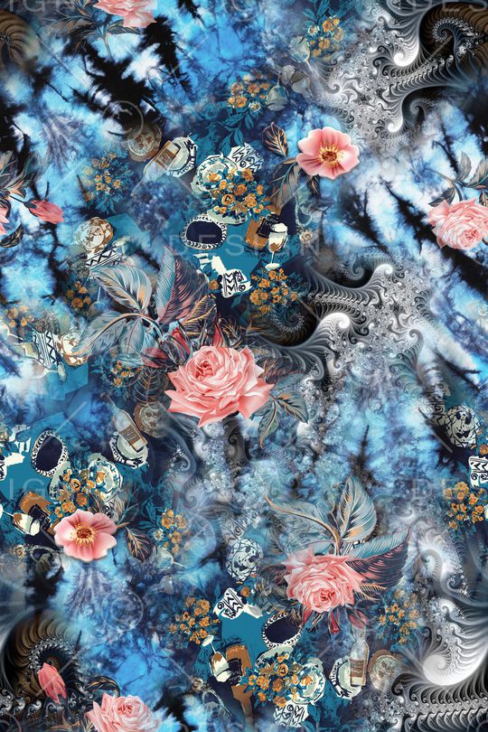 抽象花卉印花华亿平台图片