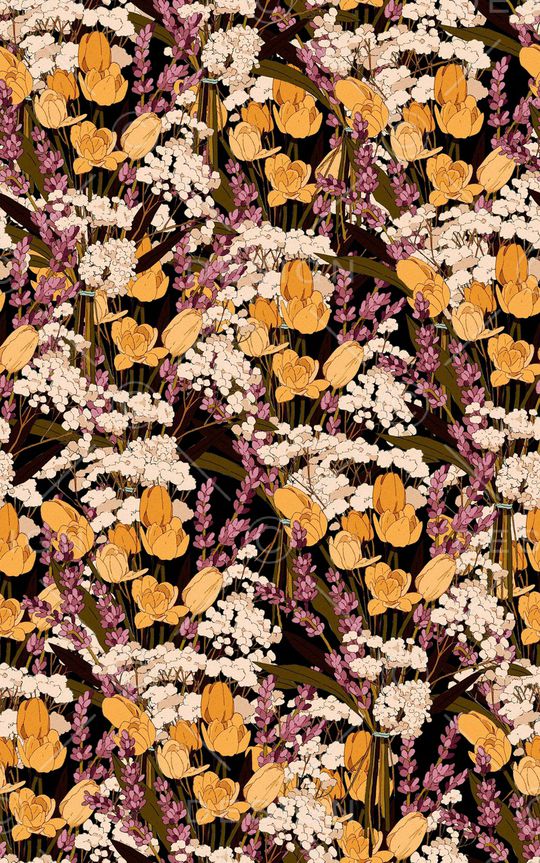 手绘大花印花华亿平台图片