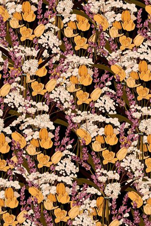 手绘大花印花华亿平台图片