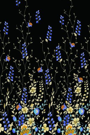 黑底花卉印花华亿平台图片