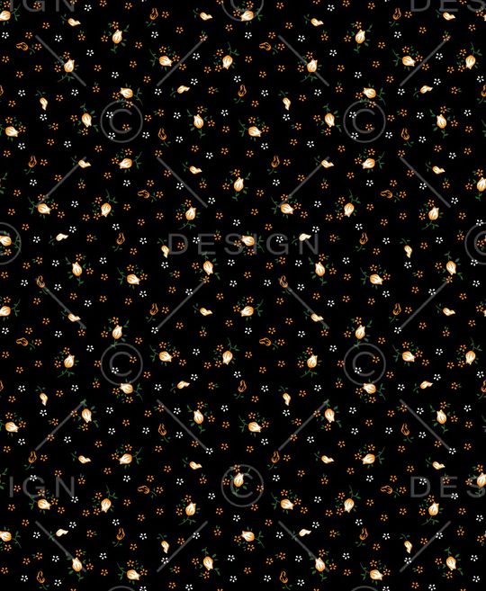 黑底花卉印花华亿平台图片