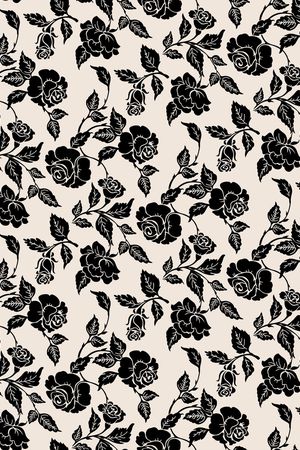 黑底花卉印花华亿平台图片