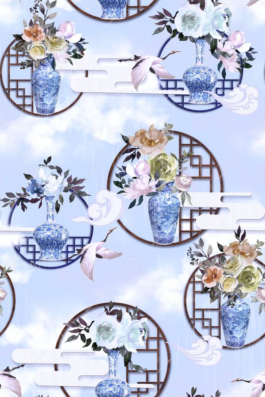 花瓶印花华亿平台图片