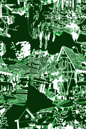 线条画印花华亿平台图片