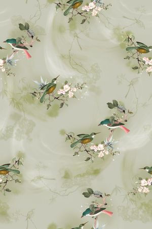 花鸟印花华亿平台图片